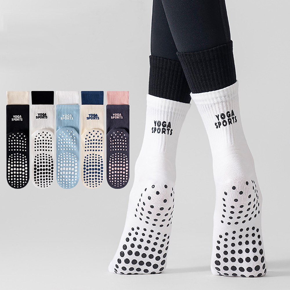 Sports Socks - Professionelle Doppelstapel-Yoga-Socken im Trend-Design, rutschfeste, atmungsaktive