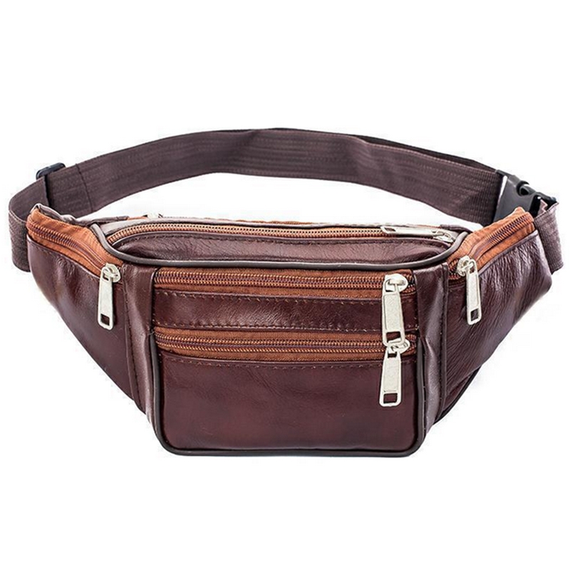 Running Belt - Leder Männer Taille Brust Tasche Dünne